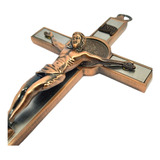 Crucifixo De Parede Metal Cruz Mesa Prata Belíssima 20cm