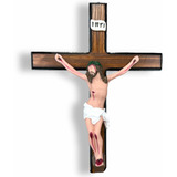Crucifixo De Parede Resina Madeira Quaresma Adorno M