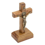 Crucifixo Madeira Tradicional 07cm C São Bento Ouro Velho Cor Marrom