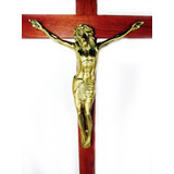 Crucifixo Parede Bronze Madeira