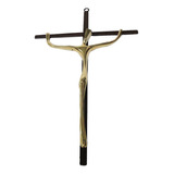 Crucifixo Parede Estilizado Bronze E Ferro 43 Cm Fé Jesus Cor Dourado-escuro