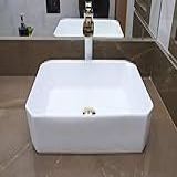 Cuba Para Banheiro E Lavabo De Apoio Em Cerâmica   Branca   Premium   LMS MK 1035