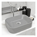 Cuba Pia De Apoio Retangular Luna Cor Cinza 36x27cm Para Banheiro Lavabo Cozimax