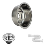Cuba Pia Inox Redonda 30cm Aço 430 Meganox Válvula E Sifão Cor Cinza
