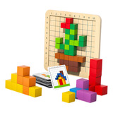 Cubos Coloridos Montessori Brinquedos Com 24 Cartas