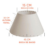Cupula De Abajur Grande 30x15x45cm Tecido Algodao Soq 4 1 Cm Cor Bege Cone