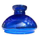 Cúpula Vidro Azul Lapidada Cristal 16cm Abajur Antigo Luxo