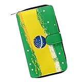 Dajingkj Carteira Feminina De Couro De Grande Capacidade, Organizador De Viagem, Porta-cartões Multifuncional, Porta-moedas, Bandeira Do Brasil