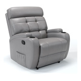Damie Poltrona Do Papai Reclinável Manual Massagem Corino Florença Cor Cinza Chumbo 110v 220v