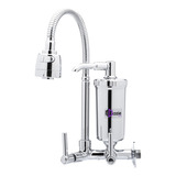 Dazie Metais   Torneira Com Filtro Pia Cozinha De Parede Bica Flexível Metal 360  Chuveirinho Registro 1 4 De Volta   D0100