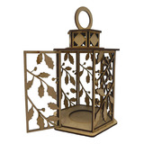 Decoração Natal Lamparina Artesanal Sextavada Mdf 20x10 Cm