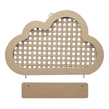 Decoração Porta Quarto Recém Nascido Nuvem Mdf Com Plaquinha Cor Mdf Cru