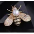 Delicado Broche Dourado Abelha Perola Strass Luxo 3x4 Cm