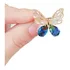 Delicado Broche Prateado 2 Borboleta Cristais Azul 3,5x2 Cm