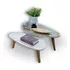 Demoglass Paris Mirror Conjunto De Mesas De Centro Espelhada Orgânica Cor Off White