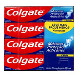 Dentífrico Colgate Máxima Proteção Anticáries Menta Refrescante Em Creme Pacote De 4 Unidades 90g Cada