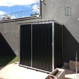 Depósito De Jardim Mini Galpão Container Porta De Correr Cor Preto