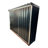 Deposito De Jardim Mini Galpão Container Porta De Correr Cor Preto