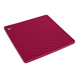 Descanso De Panela Quadrado De Silicone Vermelho Euro Home