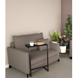 Dicarlo Mesa Apoio E Suporte Lateral Notebook Cama Sofa Em Aço Tampo Madeira Cor Preto