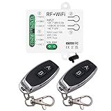 Dieserc Tuya 2 Canais Wifi Smart Switch, Dc 5v 12v 24v 36v Módulo De Relé De Saída Passiva, Com 2 Pcs Controle Remoto Rf, Compatível Com Alexa/google Home