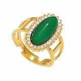 Dikixe Anel De Declaração De Zircônia 3a Banhado A Ouro 18 K, Anel Ajustável De Aço Inoxidável Com Pedra Preciosa Natural, Joia De Coquetel Estilo Vintage Arrojado Para Mulheres, Zircônia Cúbica Aço