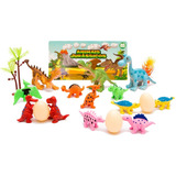 Dinossauros Miniatura Borracha Coloridos 18 Pçs Brinquedo Nf
