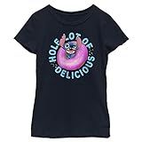 Disney Camiseta De Gola Redonda Lilo & Stitch Hole Lot Of Sprinkles Para Meninas, Azul Marinho, M