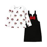 Disney Conjunto De Saia Com Estampa Floral E Estampa De Personagem Mickey E Seus Amigos, 2 Peças, Vestido De Manga Comprida E Laço, Preto E Branco, 4-5 Anos