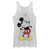 Disney Junior's Characters Classic Vintage Mickey Tri-blend Racerback Layering Tank, White Heather, Xx-large