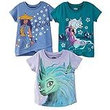 Disney Raya And The Last Dragon Little Girls 3 Pack Graphic T-shirt Blue/purple 6-6x