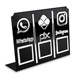 Display Placa 3 Em 1 Whatsapp Pix Instagram Qr Code Preto Pagamentos Interação Balcão Loja Estabelecimento Vendas Studio Cílios Sobrancelha (preto E Prata)