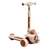 Dm Toys Patinete Aviaozinho Feliz Ajustavel Lean-to-steer 3 Rodas Com Led E Som Até 60kg Bege