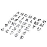 Dna Motoring Em-l-letter-f-sl Prata Letra Metal Emblema Adesivo Para Auto Carro Caminhão Motocicleta Logo - F