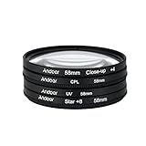 Domary 58mm Uv + Cpl + Close-up + 4 + Star 8-point Filter Kit De Filtro Circular Filtro Polarizador Circular Macro Close-up Star Filtro De 8-point Com Bolsa Compatível Com Câmera Ni-kon Ca-non Pent