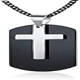 Domyuhao Colar Masculino Personalizado Com Nome De Aço Inoxidável Personalizado Ip Banhado A Preto Cristo Cruz Sagrada Militar Dog Tag Army Tag Corss Pingente Joias Cristãs, Personalizado, Metal, Sem