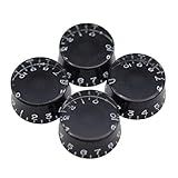 Dopro 4 Peças Usa (imperial) Lp Guitar Speed Dial Knobs 24 Puxadores De Controle De Estrias Finas Para Potes Eua Les Paul/cts Preto