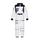 Dormstop Kids Astronaut Costume Nasa White Space Jumpsuit For Boys Girls Space Pretend Dress Up(3-4 Years)