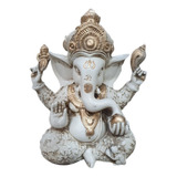 Dr Decorações Ganesha Grande Branca Deus Fortuna Prosperidade Em Resina Cor Branco E Dourado