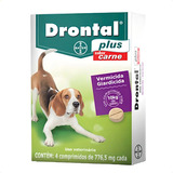 Drontal Plus 10kg Com 4 Comprimidos Sabor Carne Vermífugo Para Cães Elanco