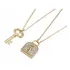 Duas Gargantilhas Chave E Cadeado Em Ouro 18k Com Diamantes