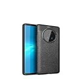 DYETEE Compatível Com Huawei Mate 40 Pro  Capa Híbrida Resistente à Prova De Choque De Alto Impacto De Borracha Resistente à Choque  Resistente A Quebras  Textura De Couro  Cor  Preta 