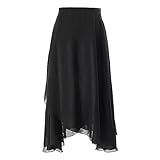 Eastbuddy Saia De Balé Feminina Transparente Longa Saia Envoltória De Dança Para Meninas Adultas Saias De Chiffon Com Gravata Ajustável Na Cintura Preta