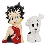 Ebros Gift Coleção Novidade Betty Boop And Her Little Pal Pudgy Dog Whimsical Comical Ceramic Saleiro E Pimenteiro Conjunto De Estatuetas Todos Os Americanos Colecionáveis Escultura