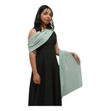 Echarpe Lenço Vestido Feminino Madrinha Festa Xale Fino Cor Verde-claro Desenho Do Tecido Liso Tamanho 46 Cm X 1.74 M