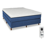 Ecoflex Molas Soft Cama Box E Colchão Magnético Infravermelho Massageador Casal Cor Azul