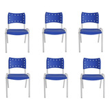 Ecomhome 6 Cadeiras Resistente Iso Fixa Auditórios Escolas Cor Azul