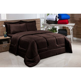 Edredom Enxovais Santana Coberdrom Casal Queen Queen Diseño Lisa Color Tabaco De 2 4m X 2 2m