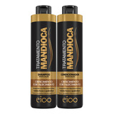 Eico Shampoo Hidratação Sem Sal 800ml E Condicionador Leave in Antifrizz 750ml Tratamento Mandioca Fortalecimento Crescimento Capilar