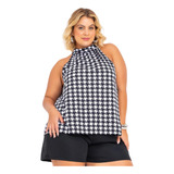 Elegante Conjunto Blusa E Short Plus Size Fresco E Soltinho
